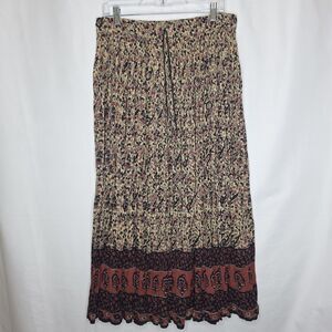 VTG  Leena New York Studio Cotton Broomstick Maxi Skirt Boho Sz 18 India Boho